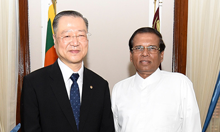 Master Lu meeting the President of Sri Lanka, 2017